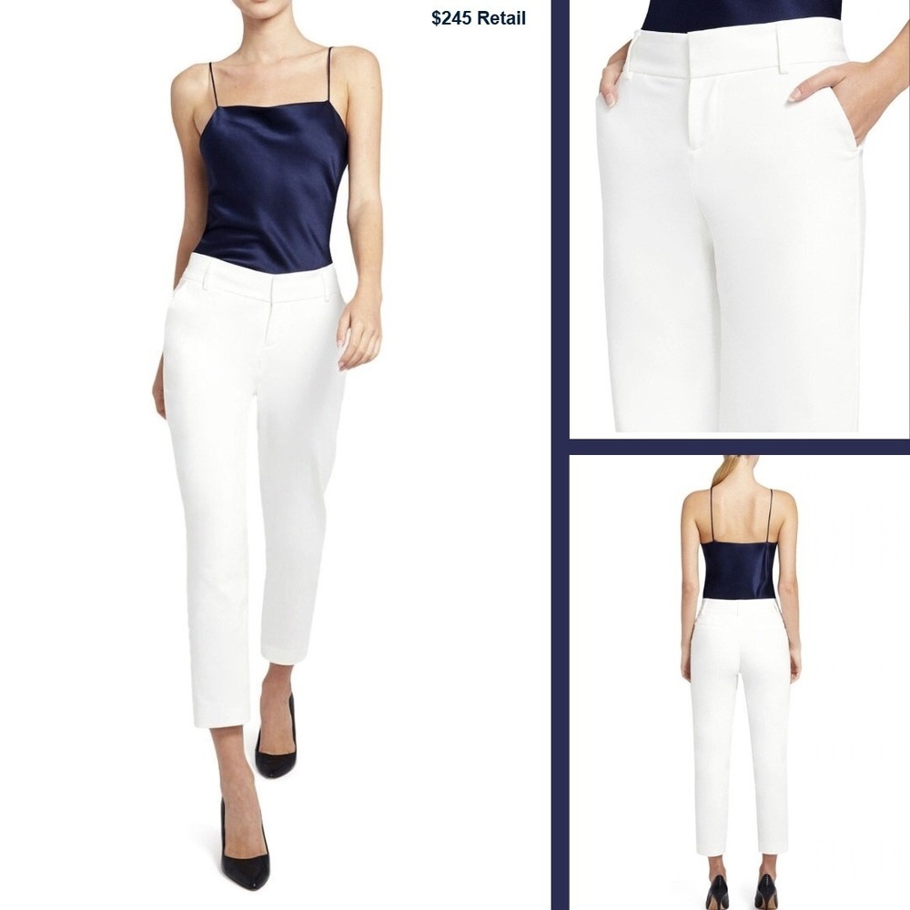 ALICE + OLIVIA Stacey Slim Trouser Size 8 White Slim Minimalist Quiet Luxury